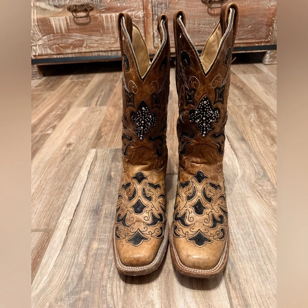 Corral Sequin Leather Western Cowgirl Boots - Picture 6 of 8